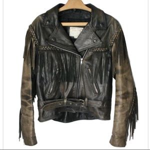 Addis genuine leather fringe jacket